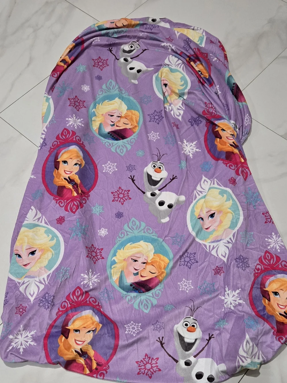 Disney Frozen Purple Kids Twin Soft Fitted Sheet - Olaf & Sisters